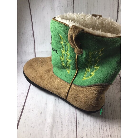 John Deere Cowboy Boot Slippers Boys Brown/Green Youth L/XL 3-5 - Picture 6 of 16